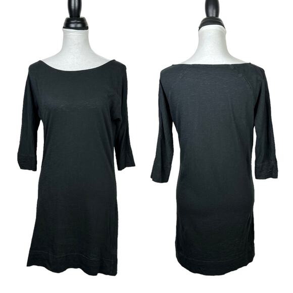 Lilly Pulitzer | Cassie Black Slub Pima Cotton 3/4 Sleeve T-shirt Mini Dress - Picture 2 of 9